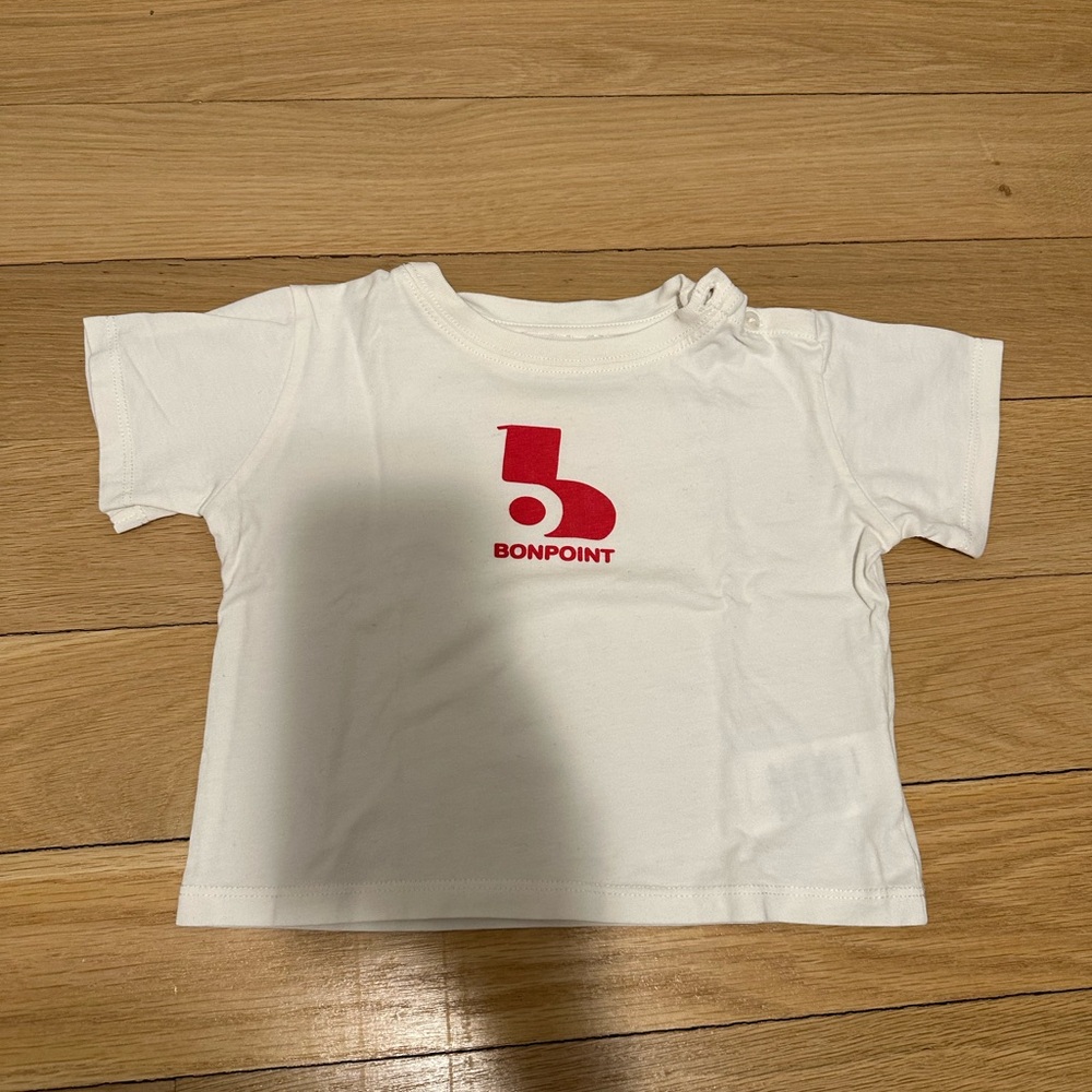 Bonpoint Logo Tee in White and Red